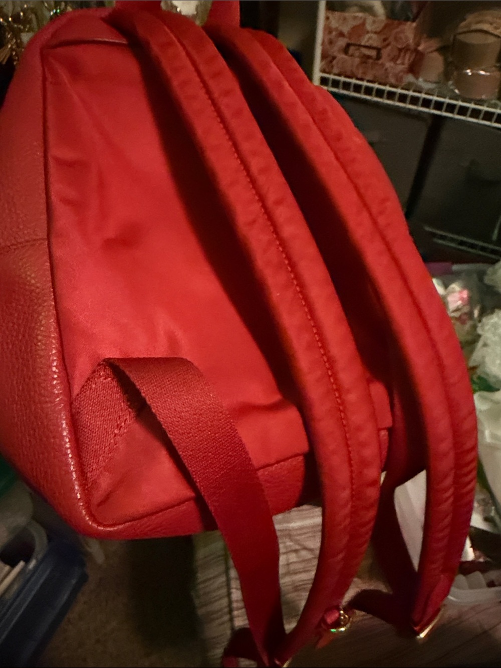Coach Red Pebbled Leather Mini Backpack with Gold Hardware - Picture 3 of 7